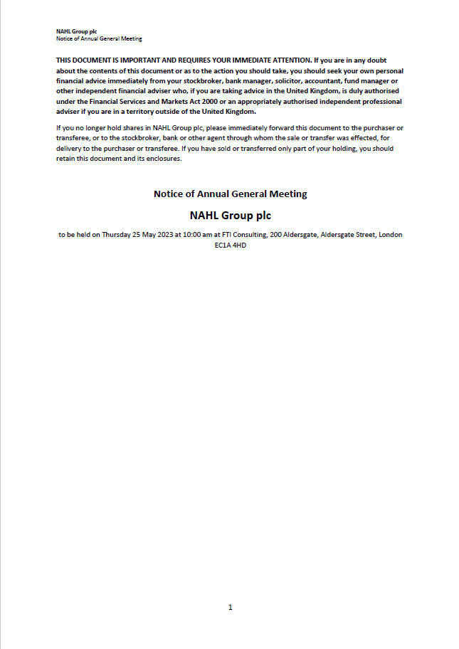 Notice of Annual General Meeting 2023